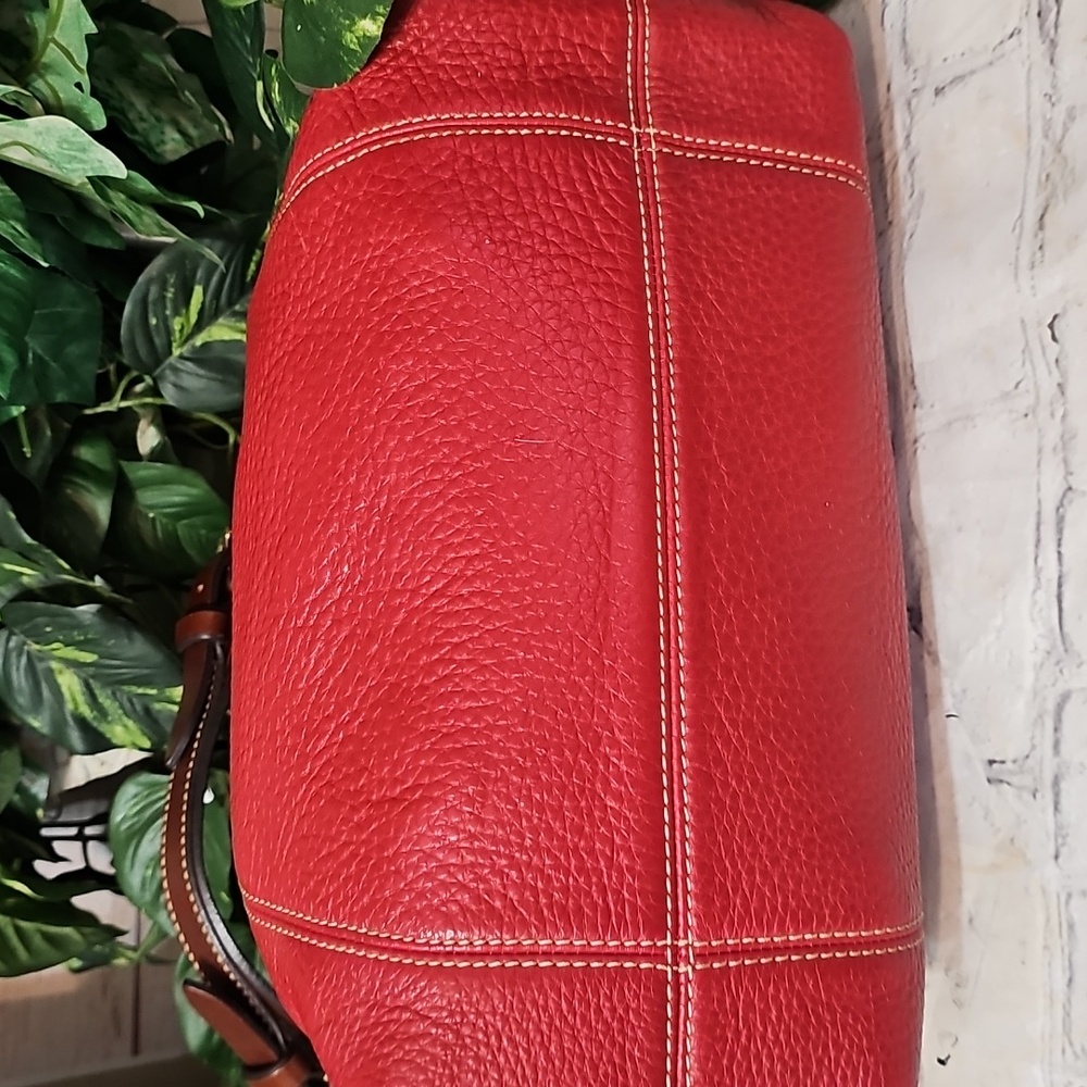 Dooney & Bourke Red Pebble Leather Drawstring  Bag EUC - Picture 9 of 15